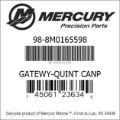 Bar codes for Mercury Marine part number 98-8M0165598