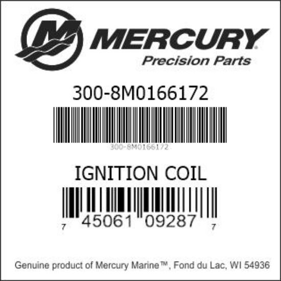 Bar codes for Mercury Marine part number 300-8M0166172