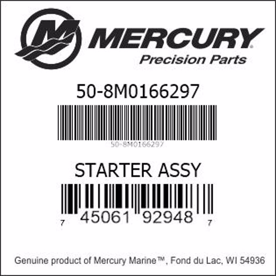 Bar codes for Mercury Marine part number 50-8M0166297