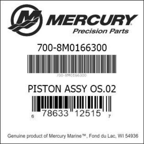 Bar codes for Mercury Marine part number 700-8M0166300