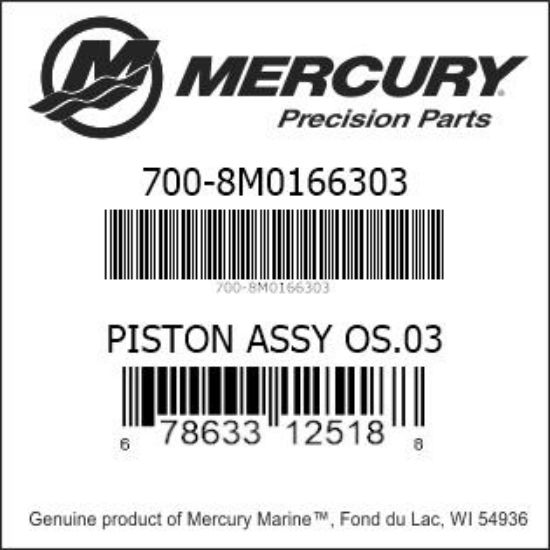 Bar codes for Mercury Marine part number 700-8M0166303