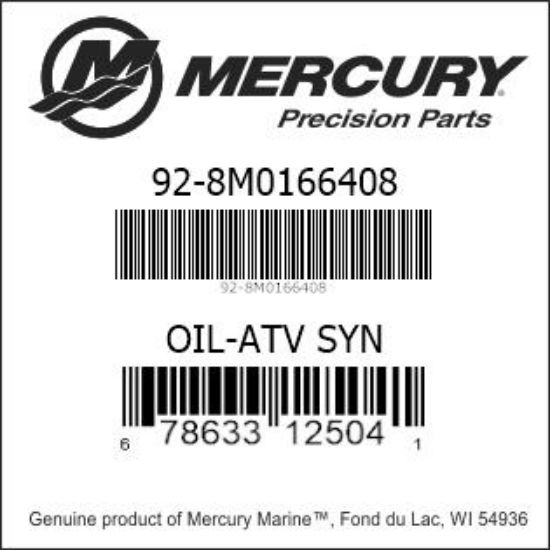 Bar codes for Mercury Marine part number 92-8M0166408