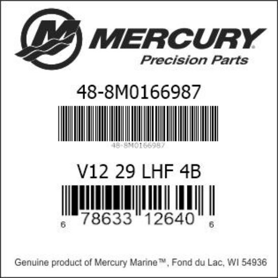 Bar codes for Mercury Marine part number 48-8M0166987