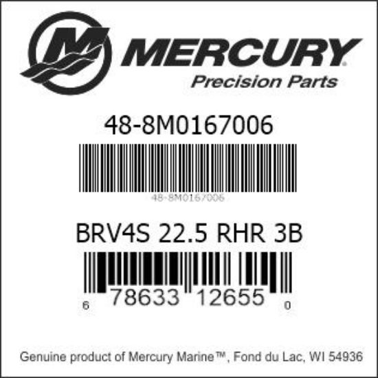 Bar codes for Mercury Marine part number 48-8M0167006