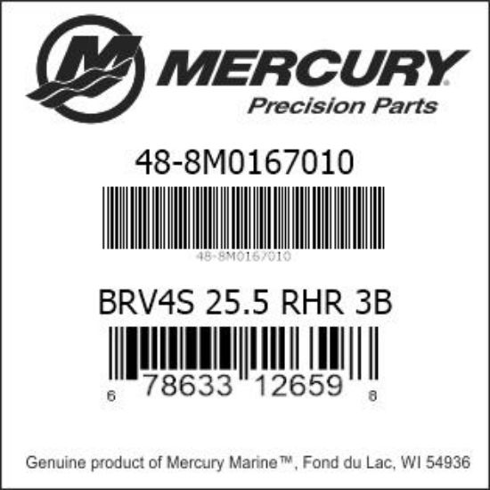 Bar codes for Mercury Marine part number 48-8M0167010