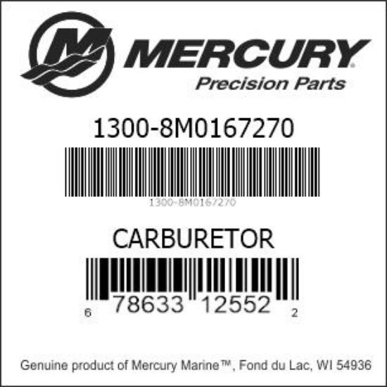 Bar codes for Mercury Marine part number 1300-8M0167270
