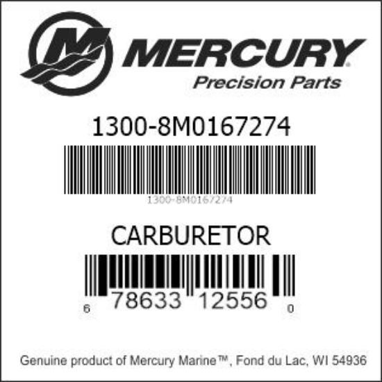 Bar codes for Mercury Marine part number 1300-8M0167274