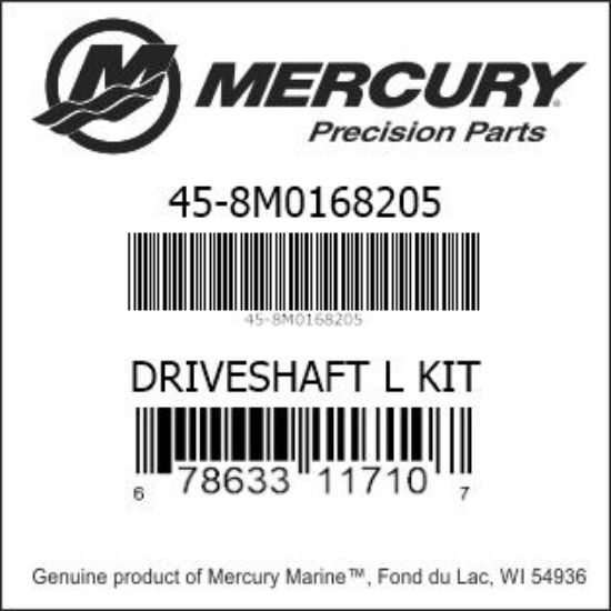 Bar codes for Mercury Marine part number 45-8M0168205