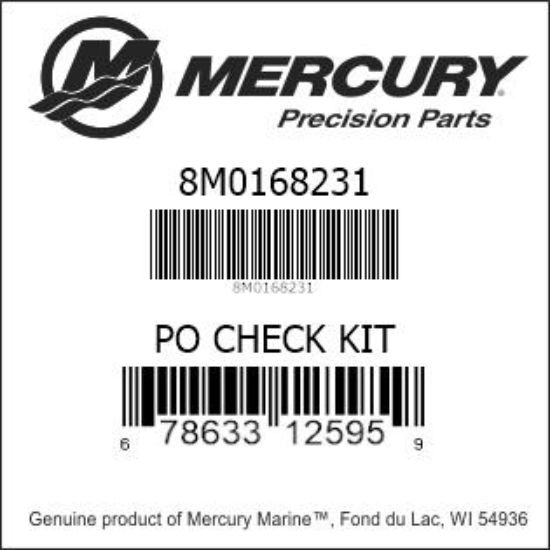 Bar codes for Mercury Marine part number 8M0168231
