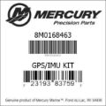 Bar codes for Mercury Marine part number 8M0168463