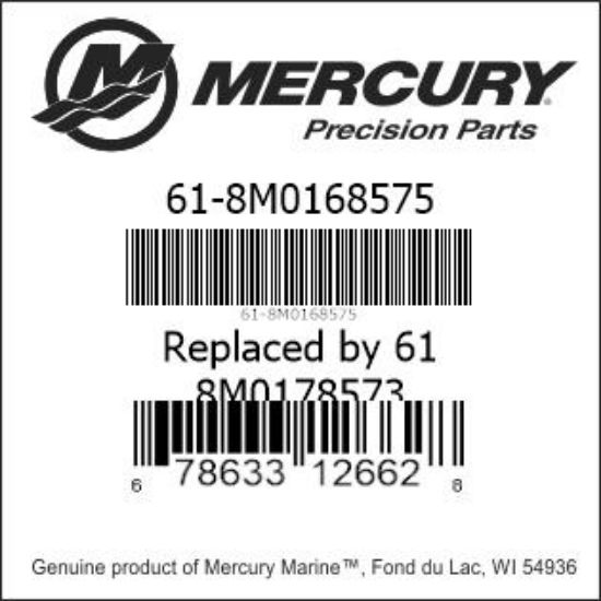 Bar codes for Mercury Marine part number 61-8M0168575