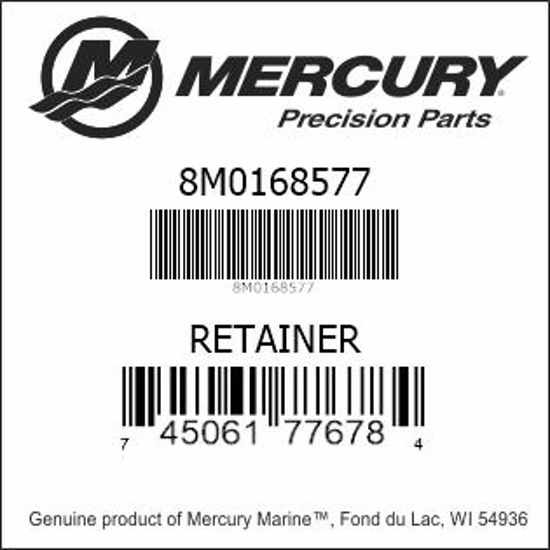 Bar codes for Mercury Marine part number 8M0168577