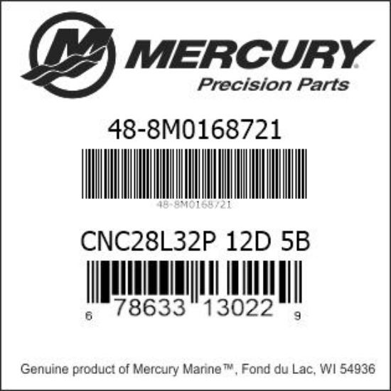 Bar codes for Mercury Marine part number 48-8M0168721