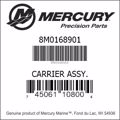 Bar codes for Mercury Marine part number 8M0168901