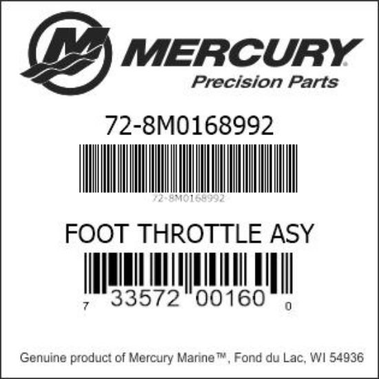 Bar codes for Mercury Marine part number 72-8M0168992