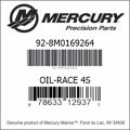 Bar codes for Mercury Marine part number 92-8M0169264