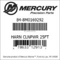 Bar codes for Mercury Marine part number 84-8M0169292