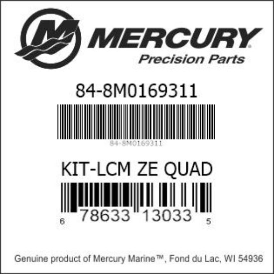Bar codes for Mercury Marine part number 84-8M0169311