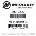 Bar codes for Mercury Marine part number 8M0169542