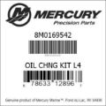 Bar codes for Mercury Marine part number 8M0169542