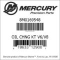 Bar codes for Mercury Marine part number 8M0169548