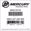 Bar codes for Mercury Marine part number 8M0170715