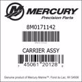 Bar codes for Mercury Marine part number 8M0171142