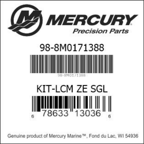 Bar codes for Mercury Marine part number 98-8M0171388