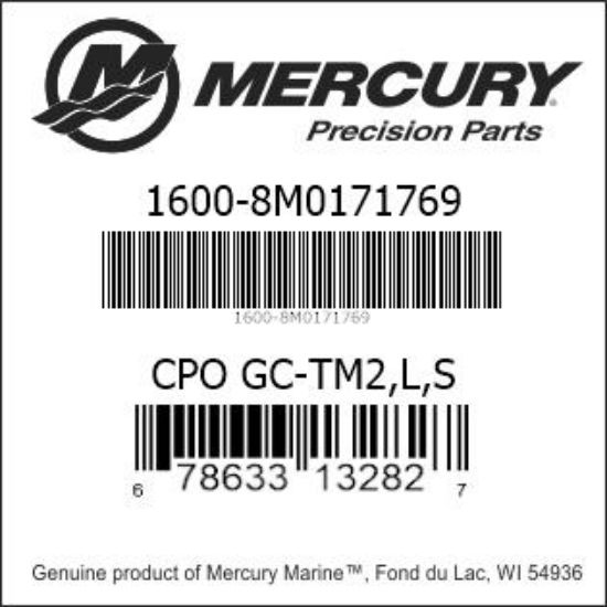 Bar codes for Mercury Marine part number 1600-8M0171769