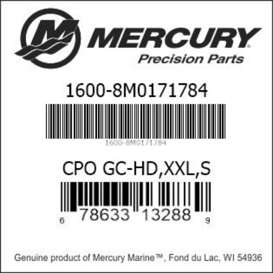Bar codes for Mercury Marine part number 1600-8M0171784