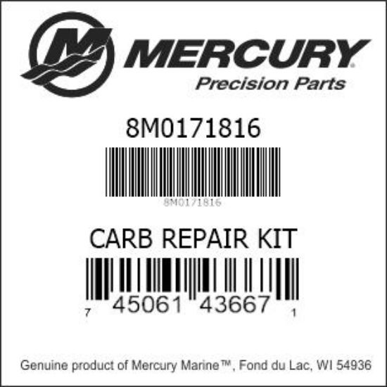 Bar codes for Mercury Marine part number 8M0171816