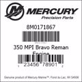 Bar codes for Mercury Marine part number 8M0171867