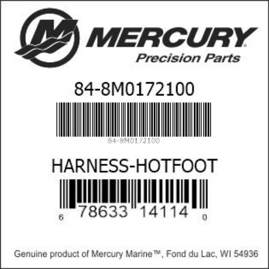 Bar codes for Mercury Marine part number 84-8M0172100