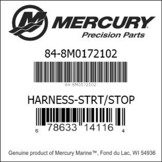 Bar codes for Mercury Marine part number 84-8M0172102