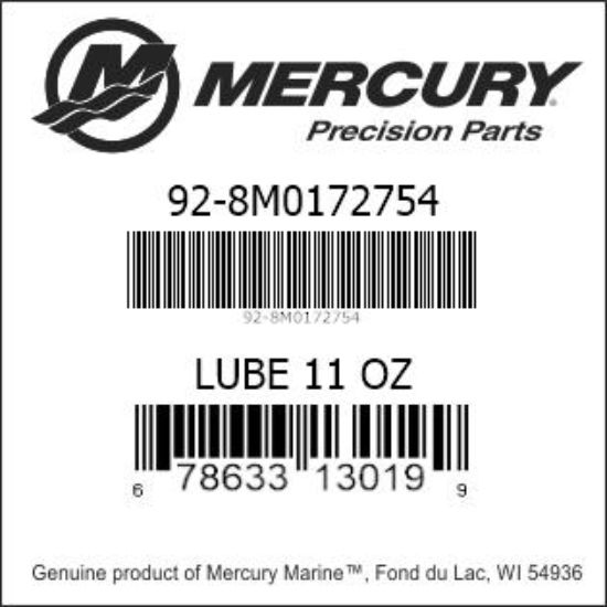 Bar codes for Mercury Marine part number 92-8M0172754