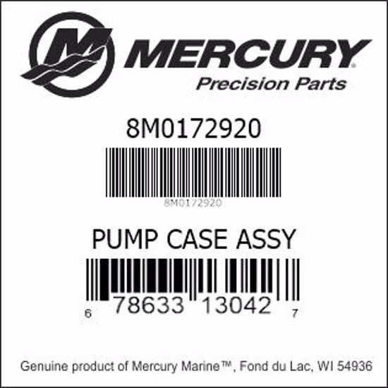 Bar codes for Mercury Marine part number 8M0172920