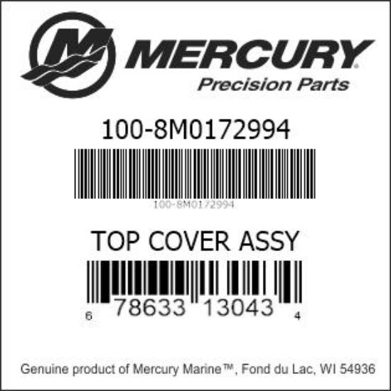 Bar codes for Mercury Marine part number 100-8M0172994