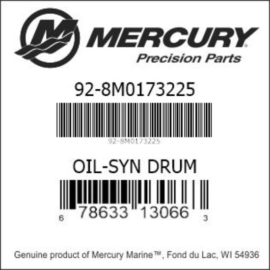 Bar codes for Mercury Marine part number 92-8M0173225