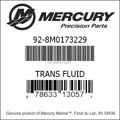 Bar codes for Mercury Marine part number 92-8M0173229
