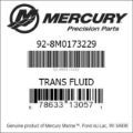 Bar codes for Mercury Marine part number 92-8M0173229