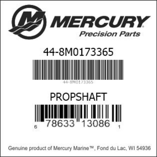 Bar codes for Mercury Marine part number 44-8M0173365
