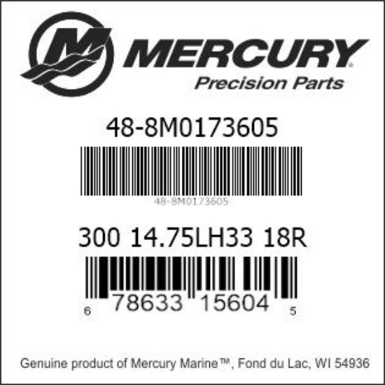 Bar codes for Mercury Marine part number 48-8M0173605