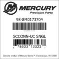 Bar codes for Mercury Marine part number 98-8M0173704