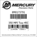 Bar codes for Mercury Marine part number 8M0173791
