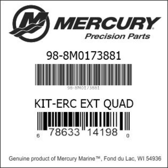 Bar codes for Mercury Marine part number 98-8M0173881