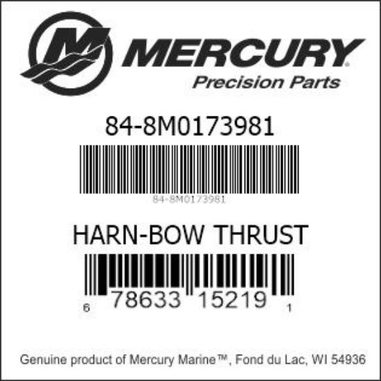 Bar codes for Mercury Marine part number 84-8M0173981