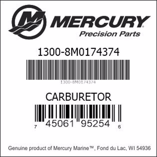 Bar codes for Mercury Marine part number 1300-8M0174374