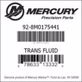 Bar codes for Mercury Marine part number 92-8M0175441