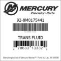 Bar codes for Mercury Marine part number 92-8M0175441