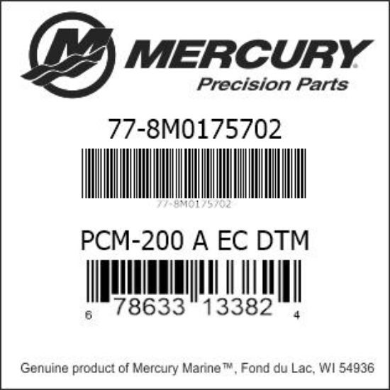 Bar codes for Mercury Marine part number 77-8M0175702